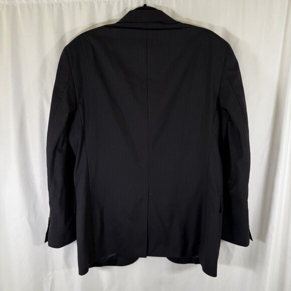 Jos A Bank 100% Wool Blend Men's 40R Black Striped 2 Button Front Dry Clean - Picture 9 of 11